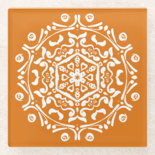 Pumpkin Pie Mandala Glass Coaster