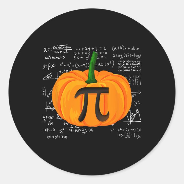 Pumpkin Pie Math Funny Halloween Thanksgiving Pi D Classic Round Sticker (Front)