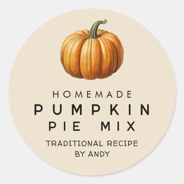 Pumpkin pie mix homemade recipe canning label (Front)