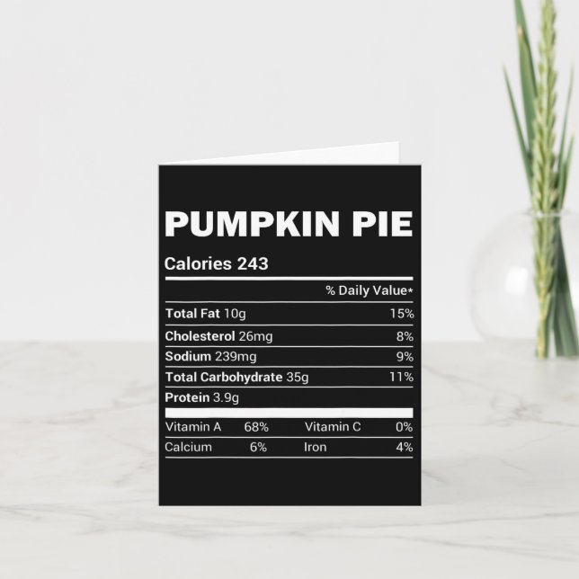 Pumpkin Pie Nutrition Tee Funny Matching Christmas Card (Front)