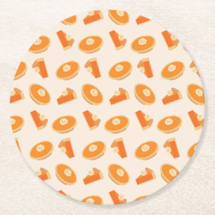 Pumpkin Pie Pattern Round Paper Coaster