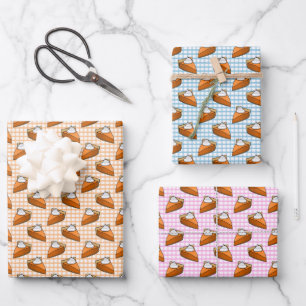 Pumpkin Pie Plaid Thanksgiving Pattern Wrapping Paper Sheet
