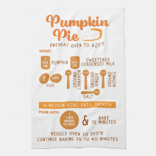 Pumpkin Pie Recipe Holiday Gift Tea Kitchen Towel