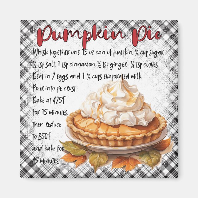 Pumpkin Pie Recipe Magnet (Front)
