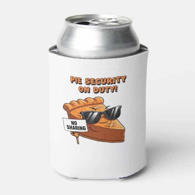 Pumpkin Pie Security Guard Funny Thanksgiving Over Can Cooler (Can Front)