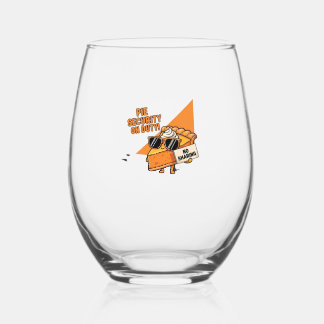 Pumpkin Pie Security Guard Funny Thanksgiving Over Stemless Wine Glass