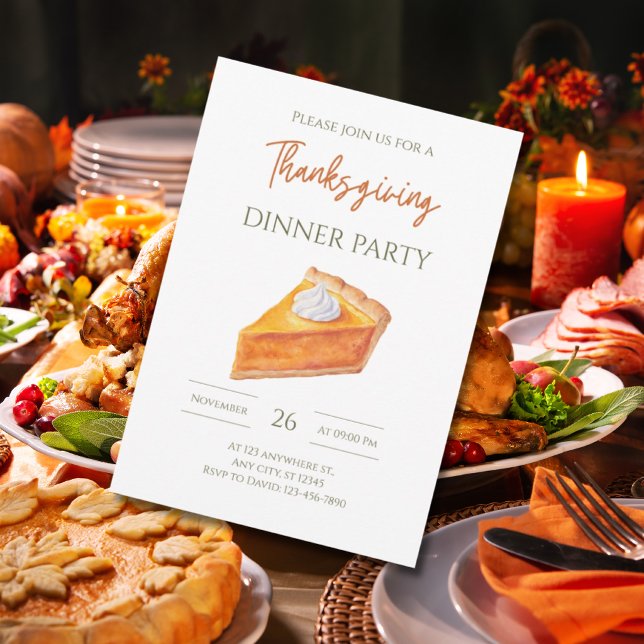 Pumpkin Pie Slice Thanksgiving Dinner Fall Party Invitation (Creator Uploaded)