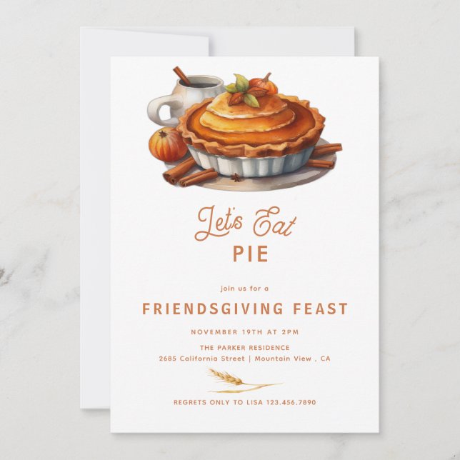 Pumpkin Pie | Thanksgiving Invitations (Front)
