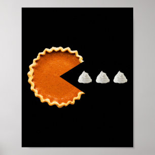 Pumpkin Pie Whipped Cream Video Game Thanksgiving Poster