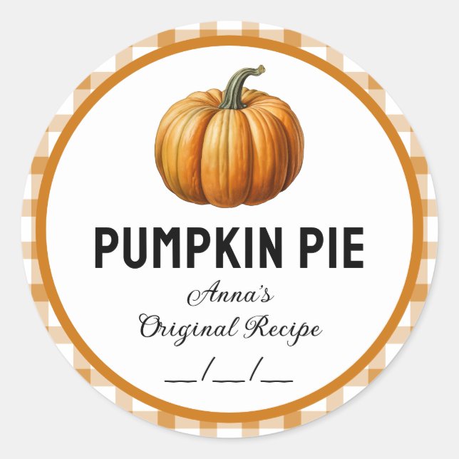 Pumpkin pie with chequered pattern label (Front)