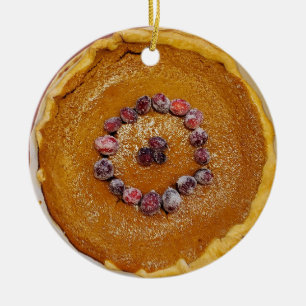 Pumpkin Pie with Cranberries Christmas Ceramic Ornament