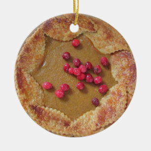 Pumpkin Pie with Cranberries Christmas Ceramic Ornament
