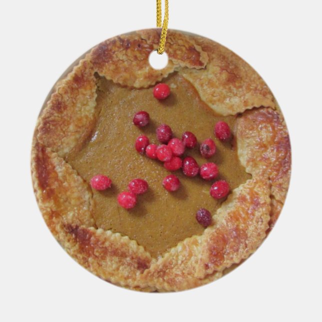 Pumpkin Pie with Cranberries Christmas Ceramic Ornament (Front)