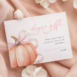 Pumpkin Pink Bow Baby Shower Diaper Raffle  Enclosure Card<br><div class="desc">This elegant and charming baby shower diaper raffle card features a beautiful watercolor illustration of a pumpkin with a delicate pink ribbon,  perfect for celebrating the upcoming arrival of a little one in the fall season.</div>