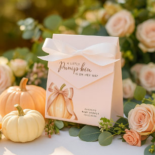 Pumpkin Pink Bow Watercolor Baby Shower Favor Box