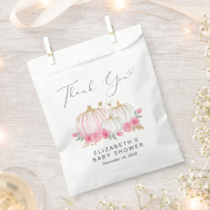 Pumpkin Pink Floral Baby Girl Shower Thank You Favour Bag