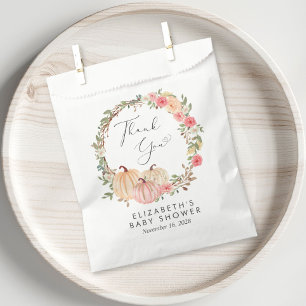 Pumpkin Pink Floral Baby Girl Shower Thank You Favour Bag