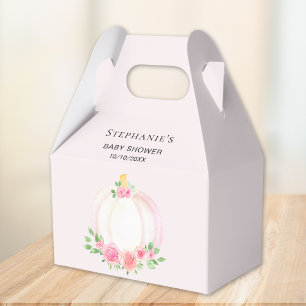 Pumpkin Pink Floral Baby Girls Fall Shower  Favor Box