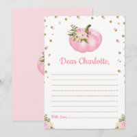 Pumpkin Pink Floral Time Capsule Fall Message Card