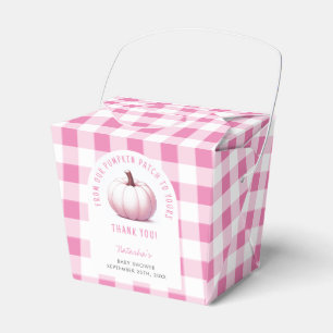 Pumpkin Pink Gingham Plaid Baby Girl Baby Shower Favor Box
