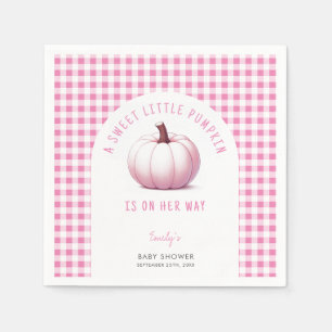 Pumpkin Pink Gingham Plaid Baby Girl Baby Shower Napkin