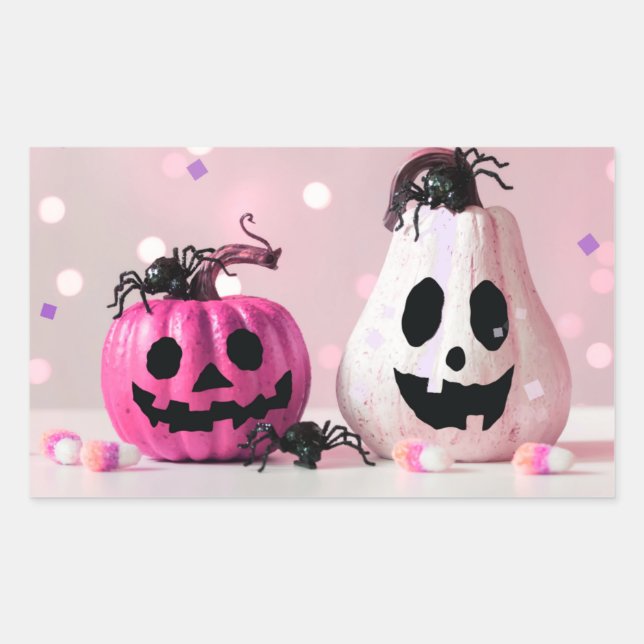 Pumpkin Pink Glitter Halloween Sticker (Front)