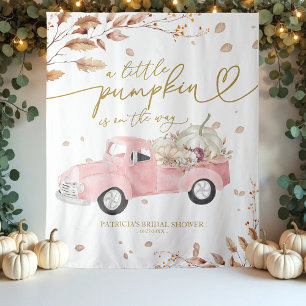 Pumpkin Pink Truck Fall Girl Baby Shower Backdrop Tapestry