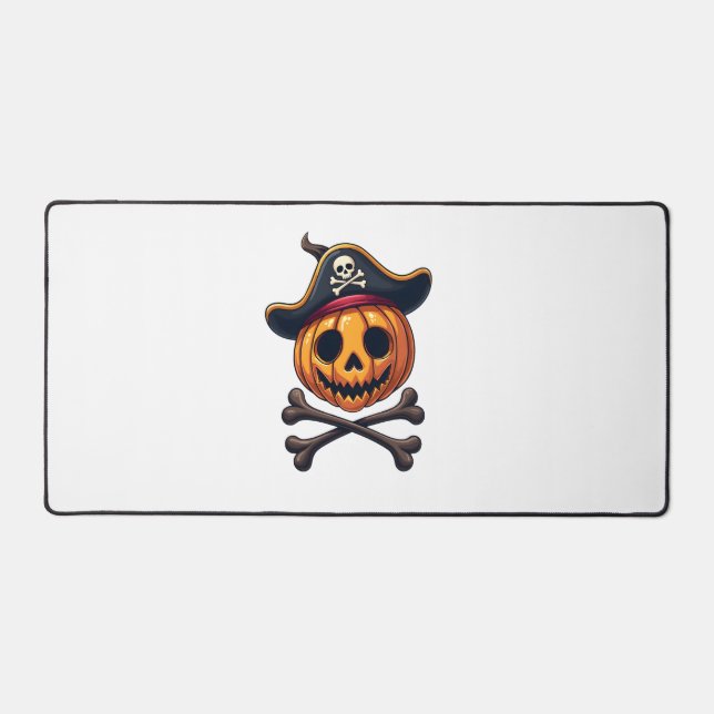Pumpkin Pirate � Halloween Skull Shirt Desk Mat (Front)