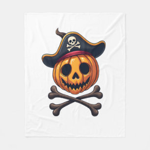 Pumpkin Pirate � Halloween Skull Shirt Fleece Blanket