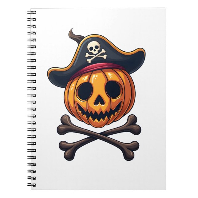Pumpkin Pirate � Halloween Skull Shirt Notebook (Front)