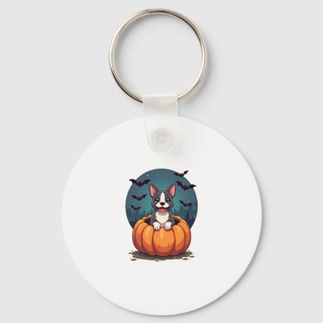 Pumpkin Pitbull Smile Keychain (Front)