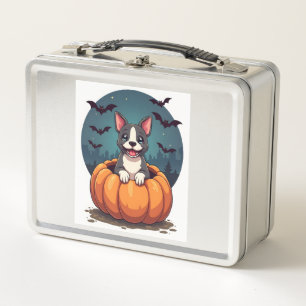 Pumpkin Pitbull Smile Metal Lunch Box