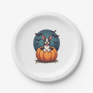 Pumpkin Pitbull Smile Paper Plate