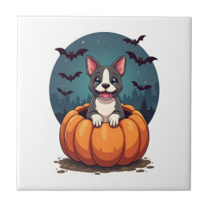 Pumpkin Pitbull Smile Tile