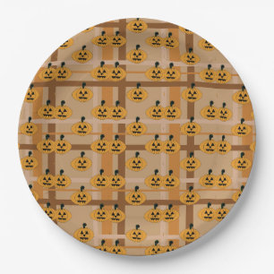 Pumpkin Plaid Paper Plate