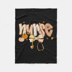 Pumpkin Plaid Print For Thanksgiving Thankful Vibe Fleece Blanket