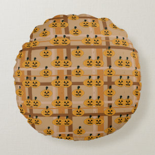 Pumpkin Plaid Round Pillow