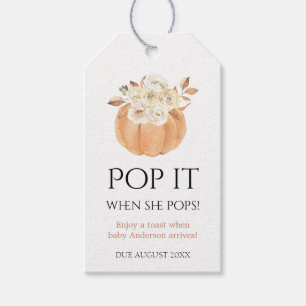 Pumpkin Pop it when she Pops Favour tag