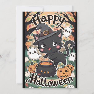 Pumpkin Potion Happy Halloween Holiday Card