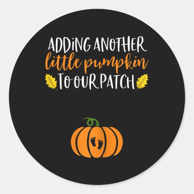 Pumpkin Pregnancy Announcement  Halloween Baby Classic Round Sticker (Front)