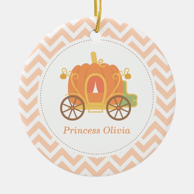 Pumpkin Princess Carriage Girls Room Decor Ceramic Ornament (Front)