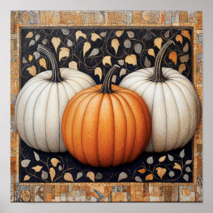 Pumpkin print autumn poster kitchen wall decor