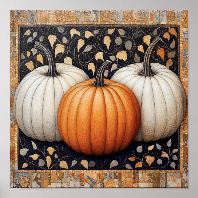 Pumpkin print autumn poster kitchen wall decor (Front)