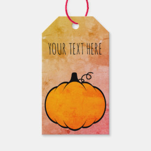 Pumpkin Print Custom Text Vintage Style Gift Tags