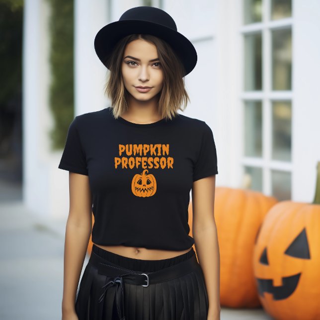 Pumpkin Professor orange typography T-Shirt (Creator Uploaded)