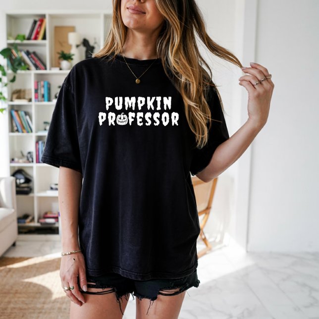 Pumpkin Professor white typography T-Shirt (Creator Uploaded)