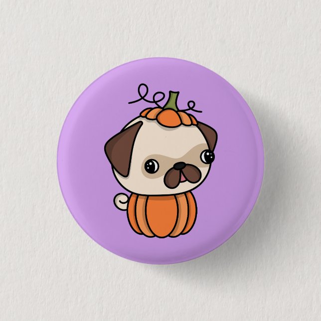 Pumpkin Puppy 1 Inch Round Button (Front)