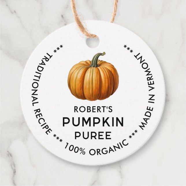Pumpkin puree label with vintage pumpkin (Front)