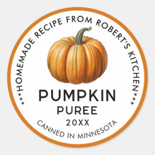 Pumpkin puree labels in orange