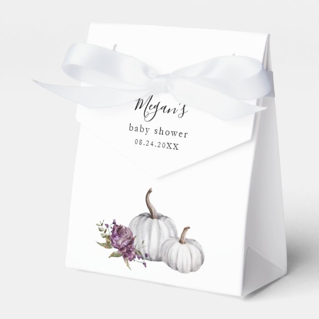 Pumpkin Purple Floral Baby Shower Favor Box (Front Side)